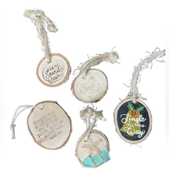 3/$20 Handmade Wooden Ornaments Made of Small Circular Birch Wood - Picture 1 of 15